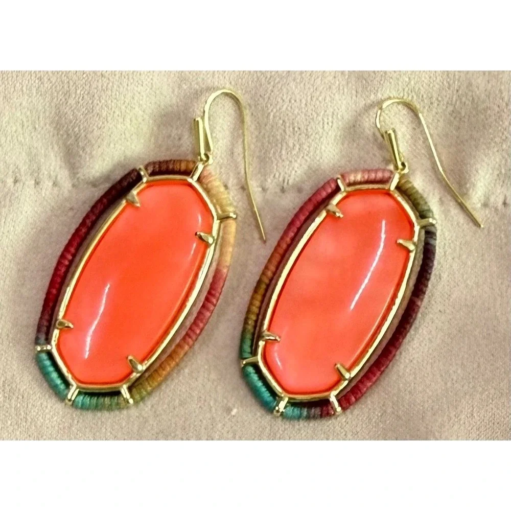 Kendra Scott Elle Threaded Drop Earring in Coral Illusion Gold Tone Multicolor